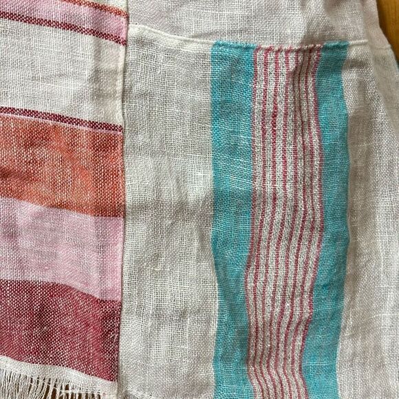 Free people sail away linen striped patchwork kimbo cardigan coverup OS new - Picture 10 of 13